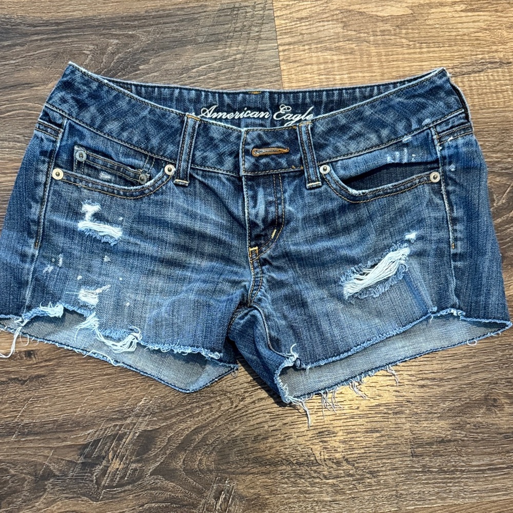 American Eagle Outfitters Distressed Blue Jean Shorts